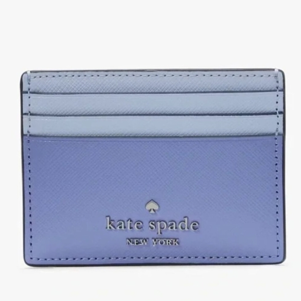 NWT Kate Spade Madison Blue Colorblock Saffiano Leather Card Holder
